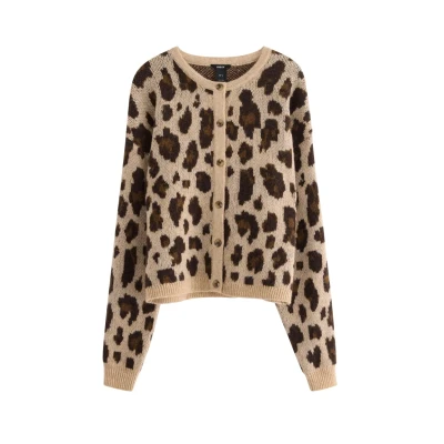 Afbeelding van Lindex Gebreid vest &#039;Leone&#039; beige / bruin zwart