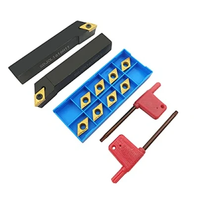 Afbeelding van 5/8 &quot;Boring Bar SDJCR1616H11+SDJCL1616H11 Draaibank Externe Draaien Tool Houder met 10 STKS DCMT32.51/DCMT11T304 HMP NC3020 Carbide Inserts