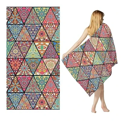 Afbeelding van grote strandhanddoek, microvezel strandlaken XXL, extra groot, sneldrogend, zacht, licht, onderhoudsvriendelijk, compacte, zandvrije handdoek, 180 x 100 cm