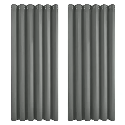 Afbeelding van Deconovo Gordijnen Verduisterend met Ogen, Lichtgrijs, Gordijn Warmte isoleerd voor Slaapkamer Woonkamer, 229x274 cm (B x H), 2 stuks