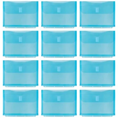 Afbeelding van Idena 90263 Plastic documenthoezen A5, 12 stuks, sorteermappen in turquoise met klittenbandsluiting en 4 gaten, ca. 24,6 x 18,8 cm