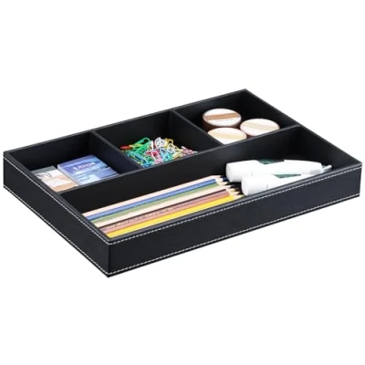 Afbeelding van KINGFOM™ Lade organizer, leer, zwart