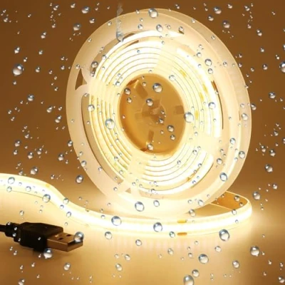 Afbeelding van GOMING 5V COB USB LED Strip Warm Wit 3000K IP20 Niet Waterdicht 2M voeding 320LED/M Uniforme Emissie Flexibel bandlichten voor DIY Decor