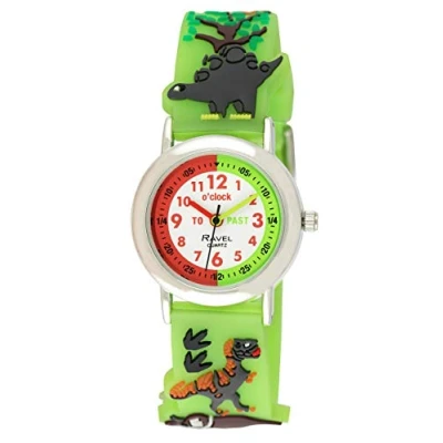 Afbeelding van Ravel Kinderen groene dinosaurus tijd leraar horloge (In Engels)