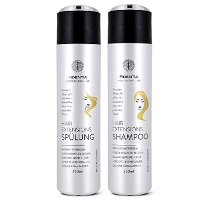 Afbeelding van Fidentia Hair Extensions Shampoo &amp; Conditioner 250 ml per flacon Gevoelig zonder siliconen hoog gehalte arganolie voor ruw haar