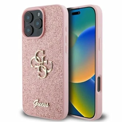 Afbeelding van CG Mobile Guess GUHCP16XHG4SGP hoes voor iPhone 16 Pro Max 6,9 inch roze hardcase vaste glitter Big 4G