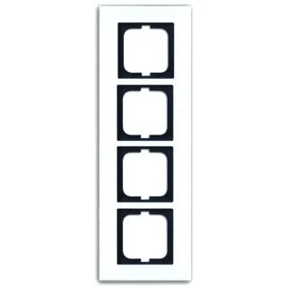 Afbeelding van Abb busch jaeger carat 1724 811 4 voudig afdekraam montage vert hori klem glans glas ip20 wit 2cka001754a4445