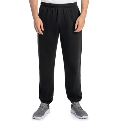 Afbeelding van Fruit of the Loom Eversoft Fleece elastische onderkant joggingbroek met zakken, ontspannen pasvorm, vochtafvoerend, ademend, Zwart, S