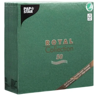 Afbeelding van 50 servetten &quot;Royal Collection&quot; 1/4 vouw 40 cm x donkergroen
