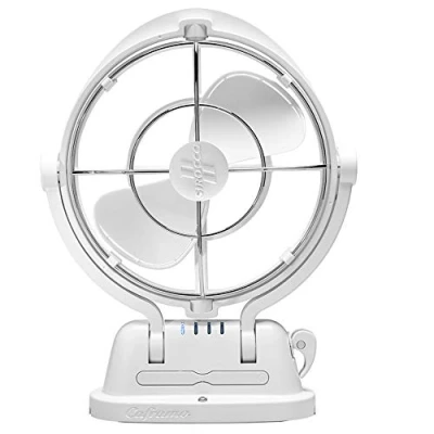 Afbeelding van SEEKR Sirocco II, 7010CAWBX, 3 snelheden, 360 graden luchtstroom, directe draad gimbalventilator, 125/185 CFM, 12/24V, wit, 17,8 cm blad