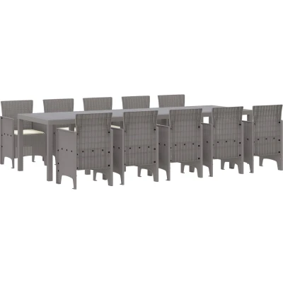 Afbeelding van vidaXL 11 delig Tuin Eetset met Kussens Lichtgrijs Poly Rattan