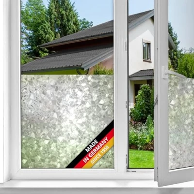 Afbeelding van d c fix Raamfolie, statische splinter, uv bescherming, zichtbescherming, aan beide zijden ondoorzichtig, statisch zelfklevend, folie voor badkamerramen, keuken, glazen deur, melkglasfolie,