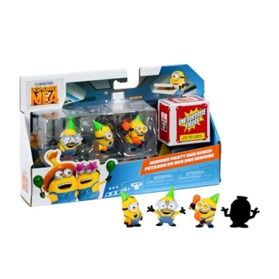 Afbeelding van DM4 Despicable Me 4 Minions actiefiguren, partybusthema, 3 figuren en 1 geheim om te ontdekken, grootte 5 cm, leeftijd jaar, beroemd (MN401200)