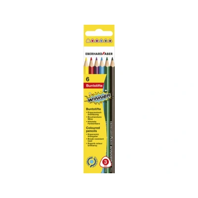 Afbeelding van kleurpotlood Eberhard Faber Winner driekantig assorti etui ? 6 stuks