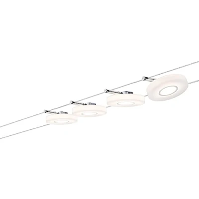 Afbeelding van Paulmann 501.09 kabelsysteem DiscLED1 set uitbreidbaar daglicht wit 4x4W satijn dimbaar tunable white LED 50109 kabellamp hanglamp