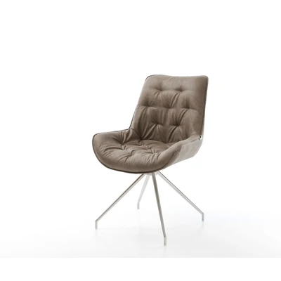 Afbeelding van Draaistoel Taimi Flex kruisframe conisch roestvrij staal taupe vintage 180