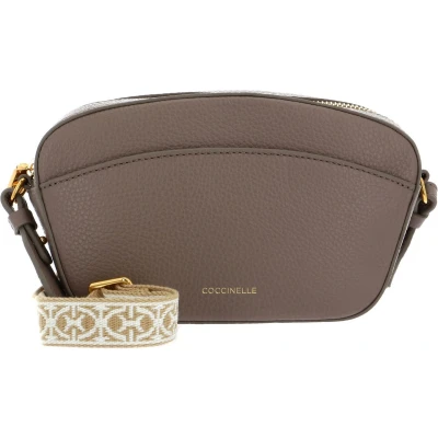 Afbeelding van COCCINELLE Leren Schoudertas Enchanteuse Mini Bag Grained Leather Warm Taupe