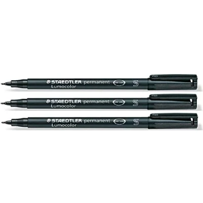 Afbeelding van Staedtler Lumocolor Permanente marker, zwart, superfijn, 3 stuks, waterdicht, sneldrogend, CD/DVD, OHP