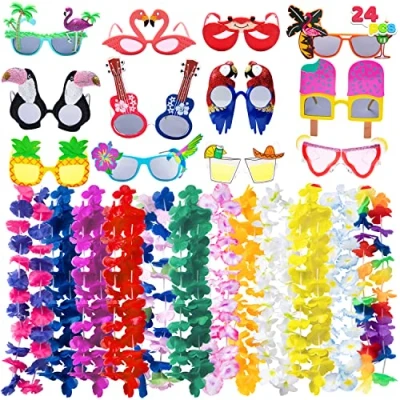 Afbeelding van JOYIN Luau Party 12 stuks brillen en Hawaiian Leis