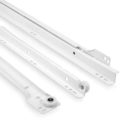 Afbeelding van 1 Paar (R+L) SO TECH® TAW 01 Ladegeleider gedeeltelijk uittrekbaar Rolgeleider 450 mm wit