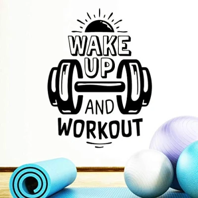 Afbeelding van Wake up Workout muur kunst stickers fitness boksen home gym sticker decor motiverende poster citaat vinyl gewichten muurstickers inspirerende kunstwerk oefening