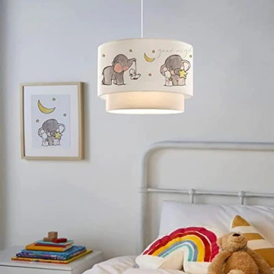 Afbeelding van Design hanglamp Lurgan E27 wit met olifant motief