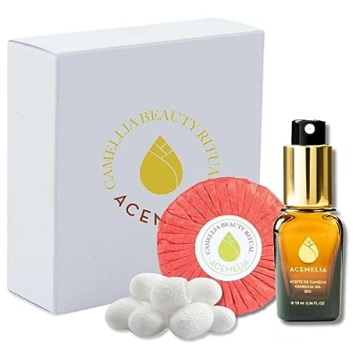 Afbeelding van Essentiële Schoonheidsset met Camelia olie Japanse SAHO Ritueel Reiniging en Hydratatie Gezichtszeep Zijdecocons Inbegrepen Gezichtsverzorgingsset Originele Geschenken voor Vrouwen
