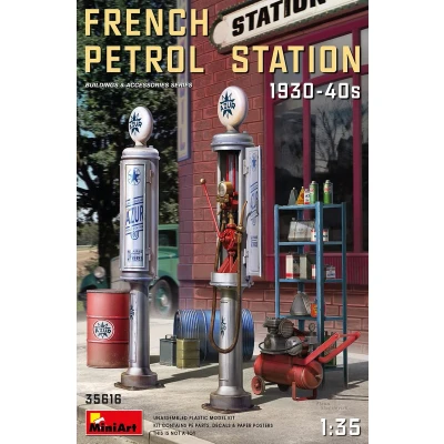 Afbeelding van 1:35 MiniArt 35616 French petrol station 1930 40&#039;s Plastic Modelbouwpakket