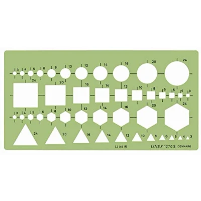 Afbeelding van Linex 100414320 combinatiesjabloon, basisfiguren cirkels, vierkant, zeshoek en driehoek