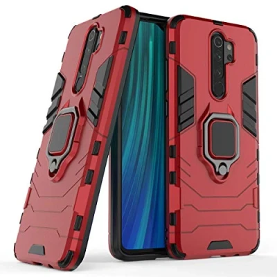 Afbeelding van Case voor Xiaomi Redmi Note 8 Pro Schokbestendige Beschermhoes met 360 Draaibare Ring Kickstand Bumper Shell Metalen Ringsteun Armor Shockproof Cover (Xiaomi Pro, Rood)