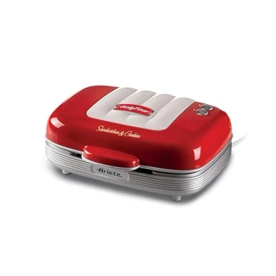Afbeelding van Ariete 1972/00 50&#039;s Style tosti apparaat ook voor donuts &amp; muffins 700W 3 verwisselbare platen rood