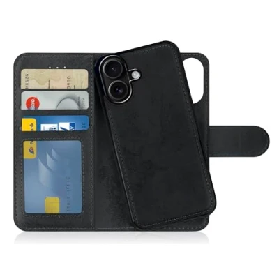 Afbeelding van MyGadget Flip Case voor Apple iPhone 16 Magnetische telefoonhoes van kunstleer klaphoes kaartenvak beschermhoes in zwart