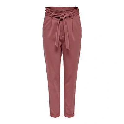 Afbeelding van ONLY Poptrash Easy Paperbag stoffen broek voor dames, met knoopriem, Apple Butter, (XS) W x 32L