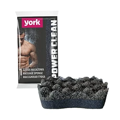 Afbeelding van York Massagespons, zwart, douchespons voor mannen, dubbellaagse badspons, ergonomische full body spons, ideaal thuis, spa