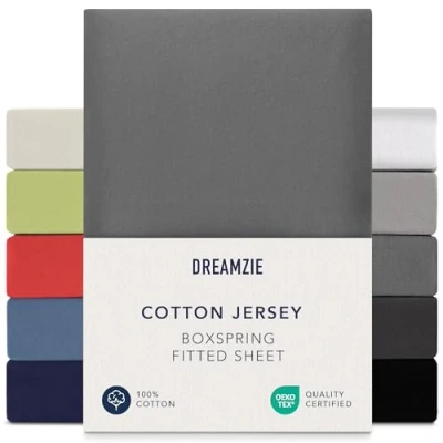 Afbeelding van Dreamzie Boxspring Hoeslaken 140x200 cm 160x200 cm, 100% Katoen Jersey, Matrashoogte Tot 37 Hypoallergeen, Oeko Tex, Antraciet