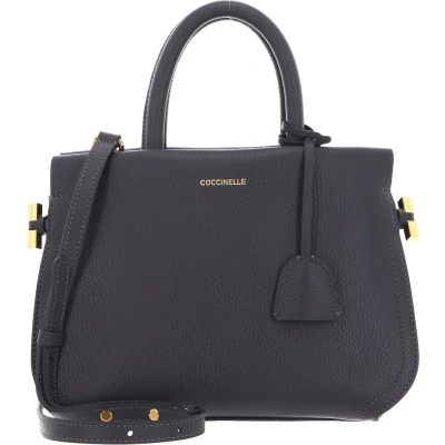 Afbeelding van COCCINELLE Leren Handtas Schoudertas Blue Soft Handbag Grained Leather Ardesia Grijs
