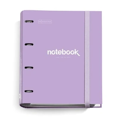 Afbeelding van Miquelrius Carpebloc A4 Emotions, map met 4 ringen + navulverpakking 100 vellen A4, geruit 5 mm, papier 90 g/m², rubberen sluiting, lavendel