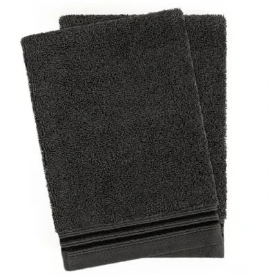 Afbeelding van Hammetex Set van 2 washandjes, 15 x 22 cm, 100% katoen met badstof, super zacht, duurzaam, antraciet