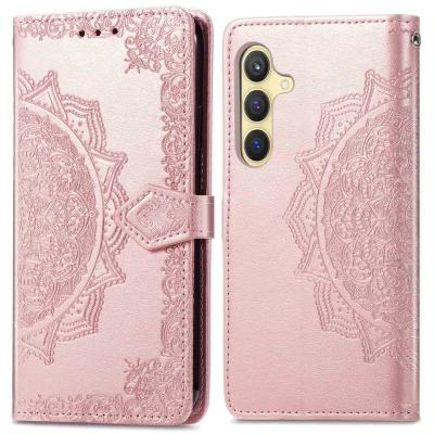Afbeelding van Samsung Galaxy S24 Hoesje Kunstleder iMoshion Bookcase Rosé goud Telefoonhoesje