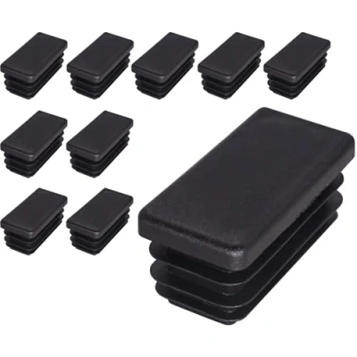Afbeelding van SKIR&#039;CO (10 stuks) rechthoekige kunststof pluggen 20 x 40 mm, Mat Tube eindkappen, buisinzetstukken, hek paal pluggen, zwart RAL 9005