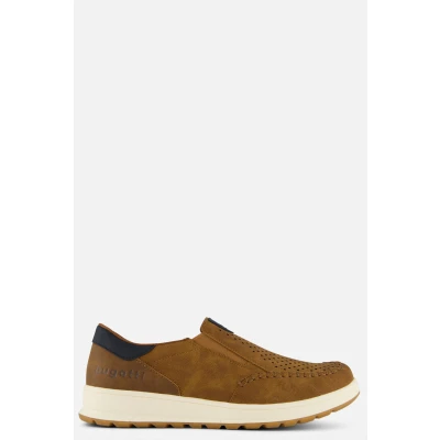 Afbeelding van bugatti heren Casual slip on sneakers, pantoffels met elastische band en logo, Cognac, 41 EU
