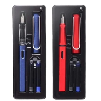 Afbeelding van ZHYUAN 2 stuks luxe vulpenset, vulpen, pen in geschenkdoos, vulpen voor volwassenen, vulpenset met inkt, ideaal school, universiteit of kantoor