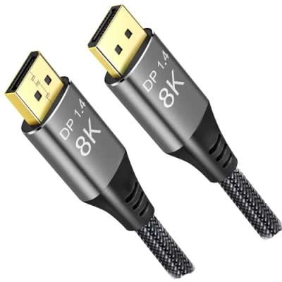 Afbeelding van 8K Displayport Kabel 1.4 10m 30ft / 35ft, Ultra HD 4K @ 144Hz, 60Hz HBR3 (7680x4320 Resolutie) High Speed 32.4Gbps, Angusplay Nylon Gevlochten Lange Display Port 1.2 DP