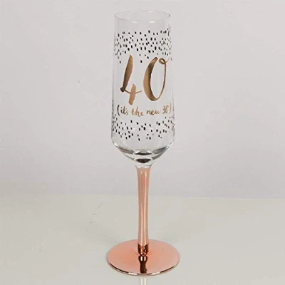 Afbeelding van Widdop en Co Hotchpotch Luxe Champagne Prosecco Fluit Glas Rose Gouden Stengel 40e Verjaardag