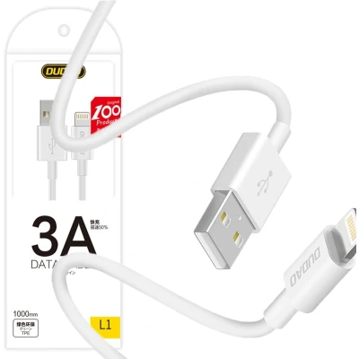 Afbeelding van Dudao USB naar C oplader 3A Fast charge oplaadkabel Datakabel 1 Meter Wit