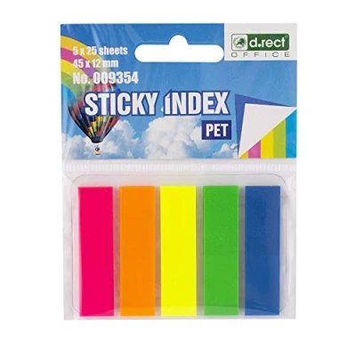 Afbeelding van D.RECT Zelfklevende Stroken Pagemarker Index Markeerfolie Tekststroken PET folie 45x12mm 5x25