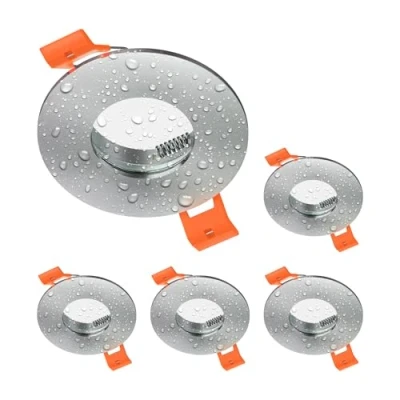 Afbeelding van ledscom.de 5 stuks badkamer plafondmontageframe ERID, vochtbestendig, badkamer, IP44, rond, aluminium mat
