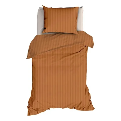 Afbeelding van Dekbedovertrek Satin d&#039;or Streep Spiced Terra Satijn 140 x 200 / 220 cm 1 Persoons