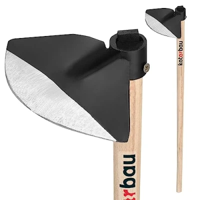 Afbeelding van KOTARBAU® Tuinhak, halfrond, 210 x 85 mm, met houten steel, 110 cm, onkruidhak, tuingereedschap voor verplanten, wieden, tuinverzorging, tuingereedschap, tuin, handgereedschap