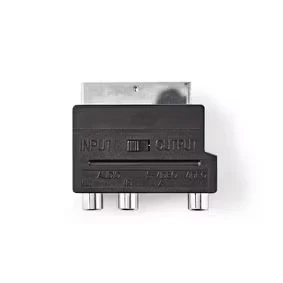 Afbeelding van Nedis SCART Adapter Male S Video Female / 3x RCA Vernikkeld Schakelbaar ABS Zwart 1 Stuks Doos